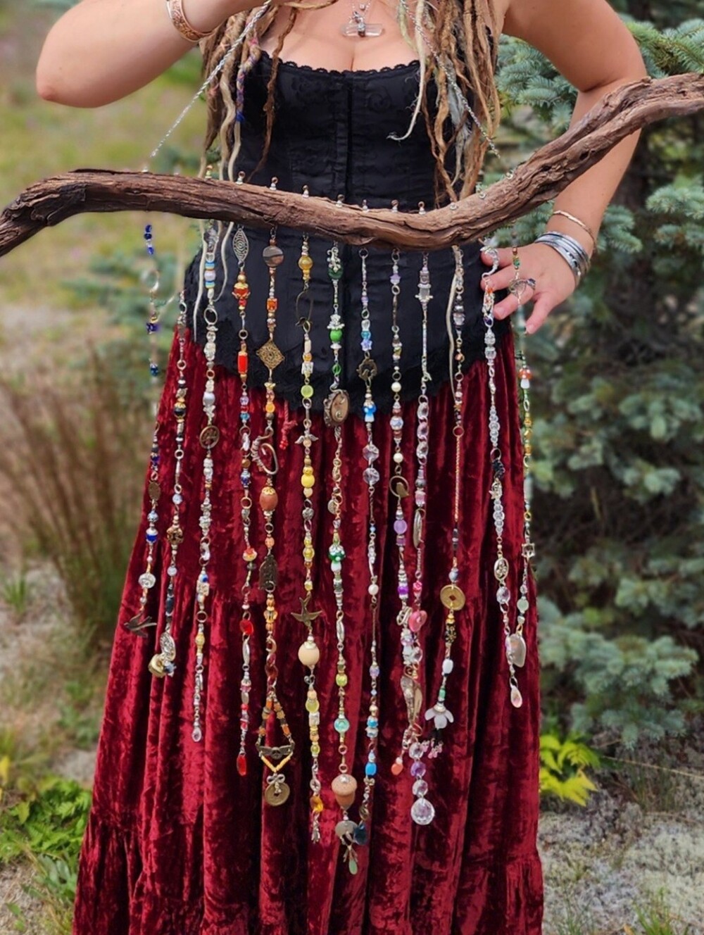 Driftwood RAINBOW Suncatcher • Unique Bohemian Decor • Hippie Bead Curtain